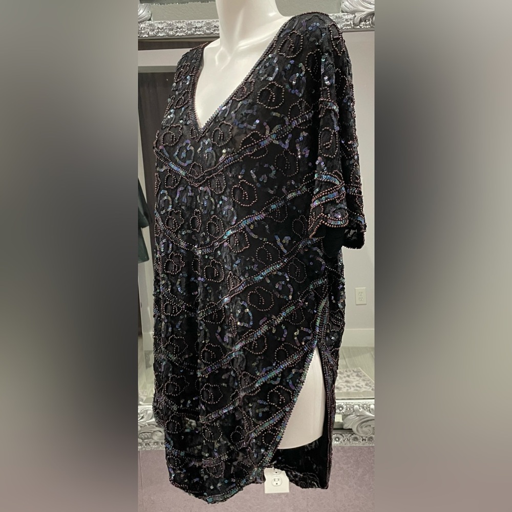 Vintage Silk Beaded Sequin Embellished Dress Tunic
